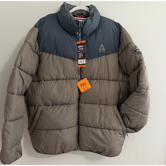 NWT Gerry Men’s Heritage Puffer Jacket XXL Gray Blue Wind Resistant Coat Sz XXL - Picture 1 of 7